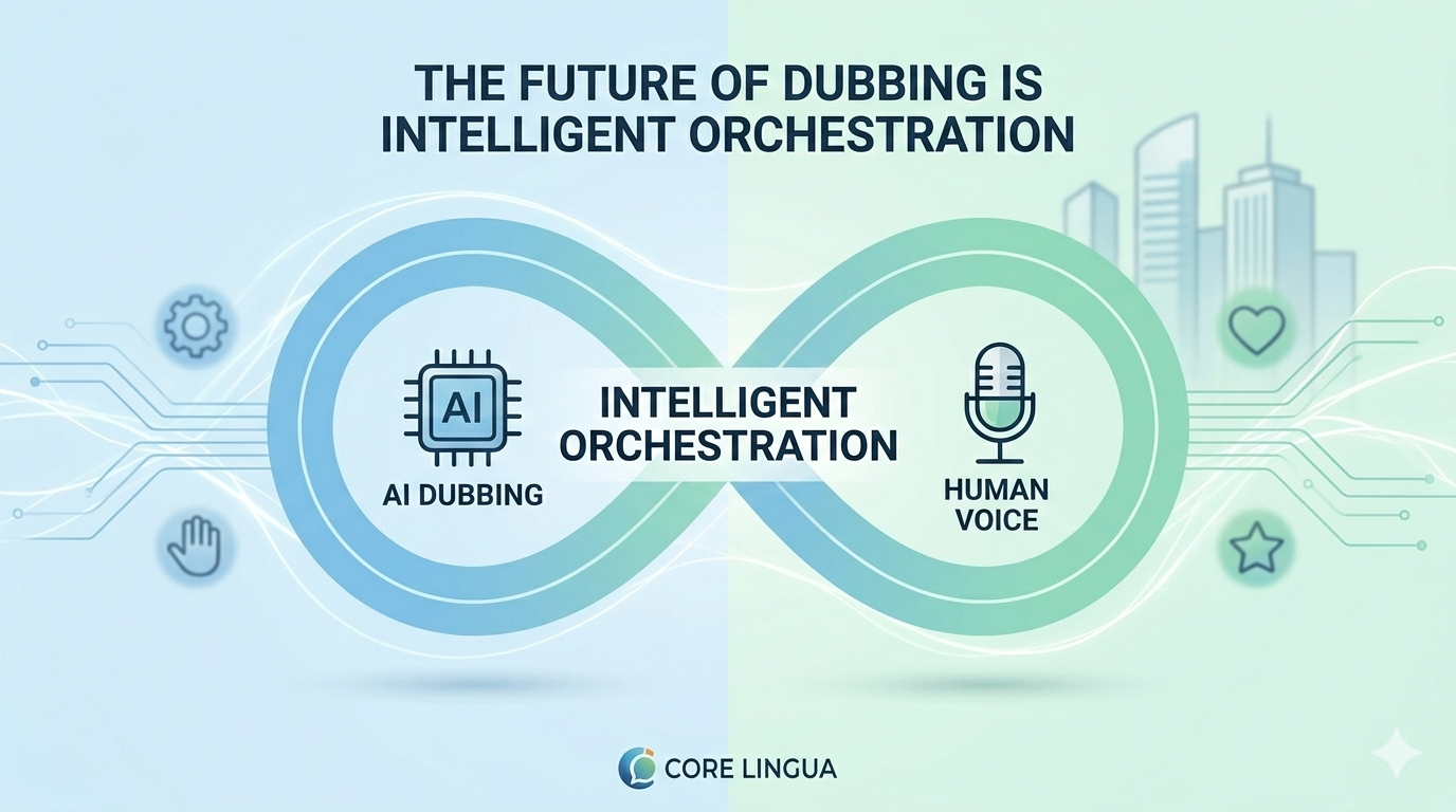 Comparison of human voice-over vs AI dubbing workflow for multilingual content in 2026